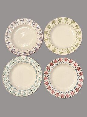 4 Boho Boutique Plates Salad or Desert 8 1/4" Discontinued Bohemian Art Modern